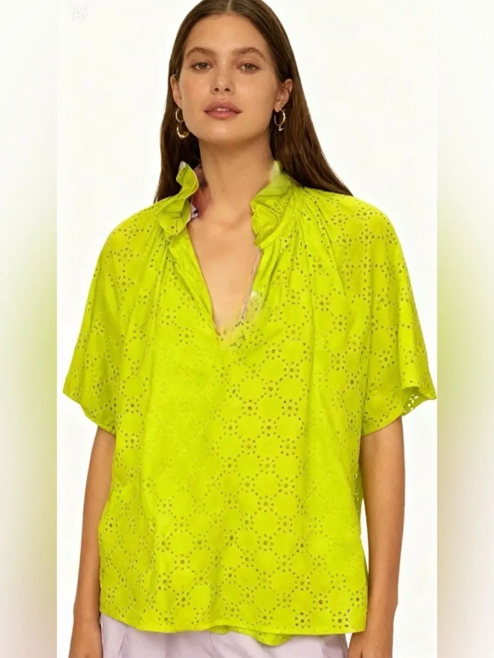 NWT A Shirt Thing MARGOT EYELET
LIME Blouse Size Large
